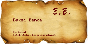 Baksi Bence névjegykártya
